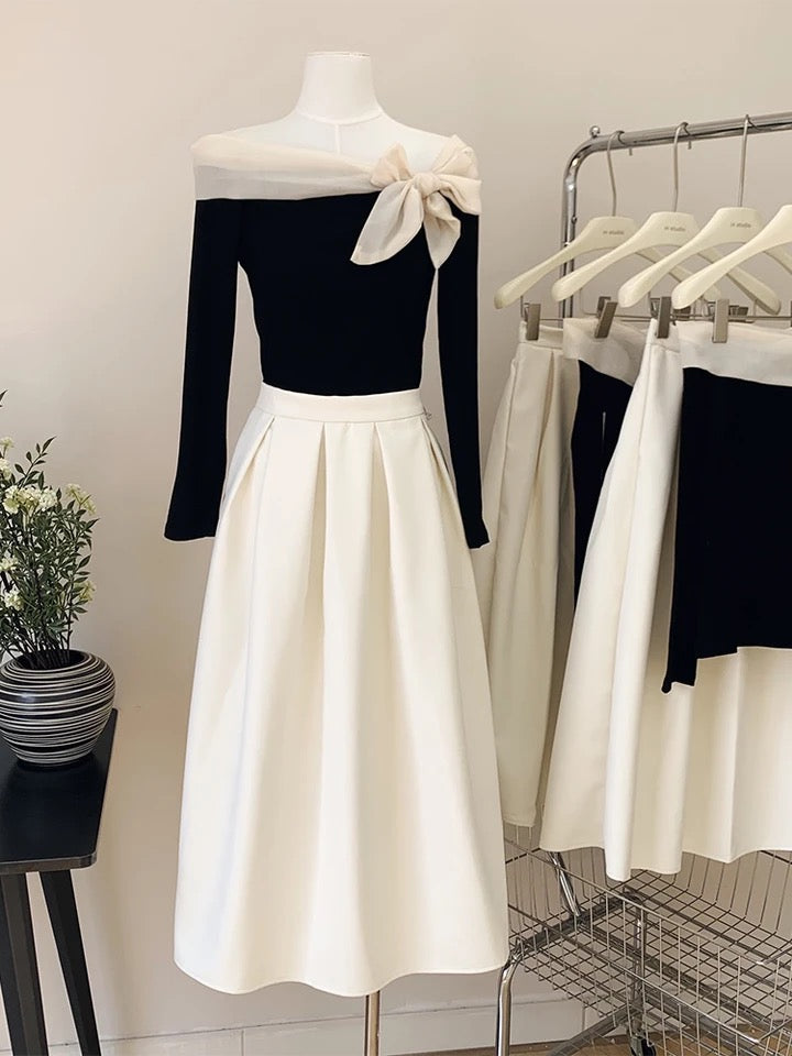 Saia Midi com bolsos alfaiataria