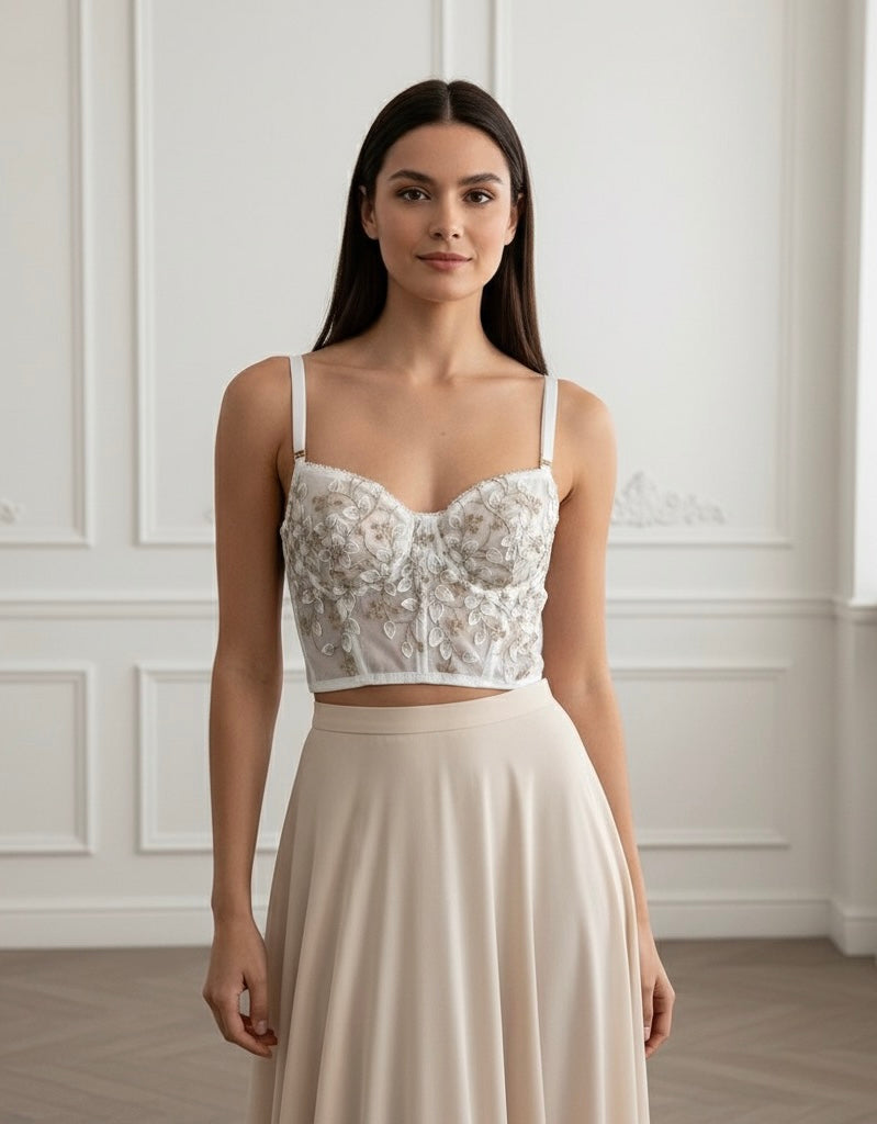 Corset Bordado de Renda - Designer Sofisticado