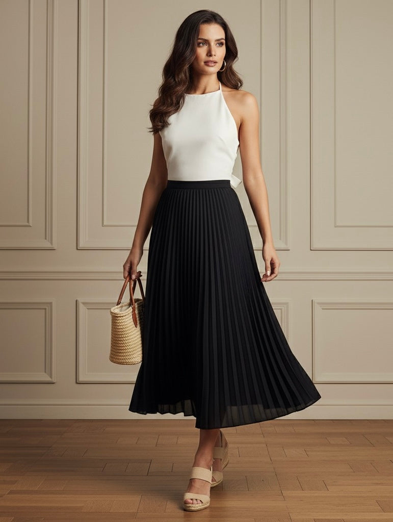 Saia Plissada Elegante Sofisticada