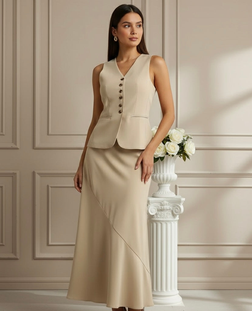 Conjunto de Colete e Saia Longa - Estilo e Elegância
