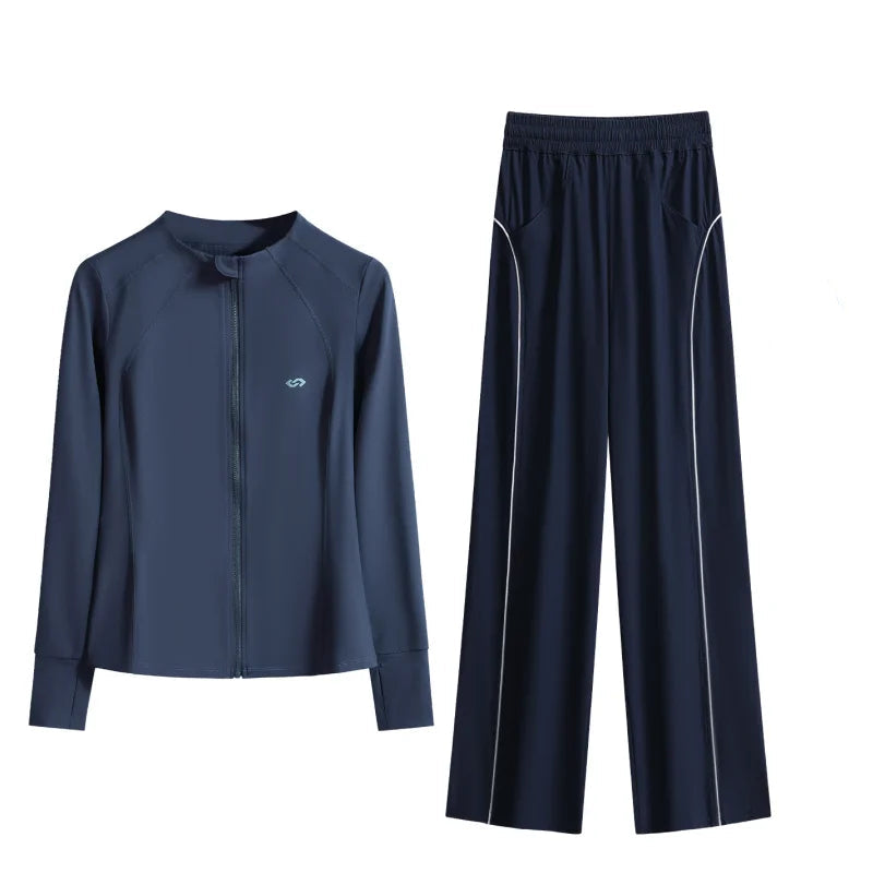 Conjunto Esportivo 2 Peças – Jaqueta de Manga Longa e Calça Pantalona Conforto Total