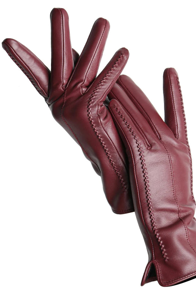 Luvas Femininas em Couro de Ovelha com Forro Aveludado e Toque para Tela – Elegância de Inverno