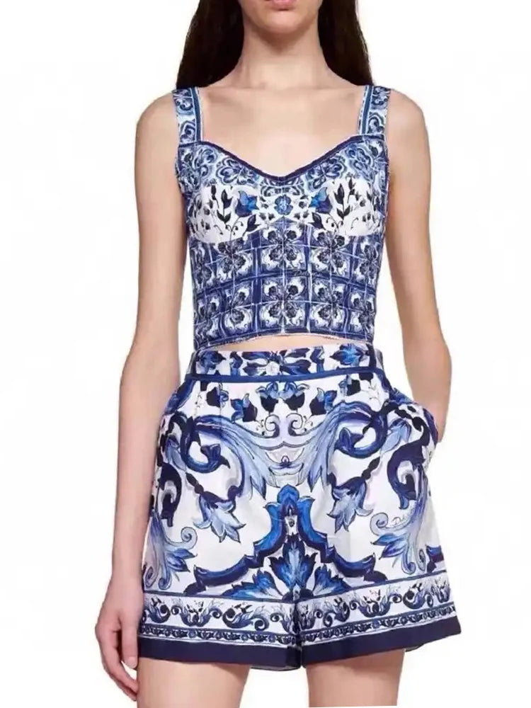 Conjunto Estampa DG - shorts e top elegante