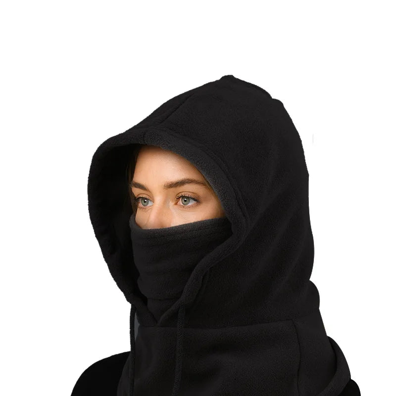 Gorro Térmico de Inverno com Protetor Facial e Cachecol Integrado – Fleece Corta-Vento