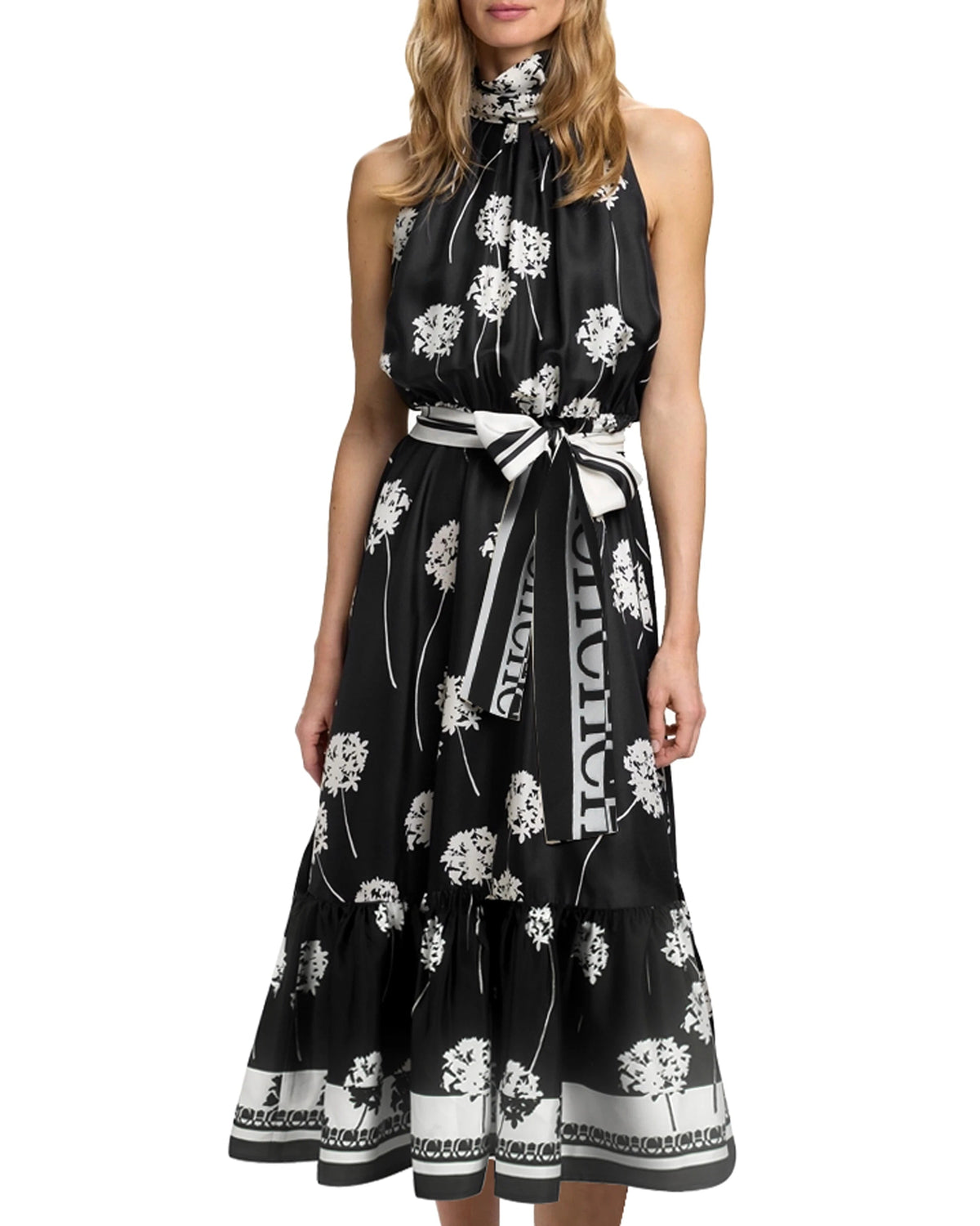 Vestido CHCH Elegante – Sem Mangas, Cintura Laçada e Caimento Perfeito