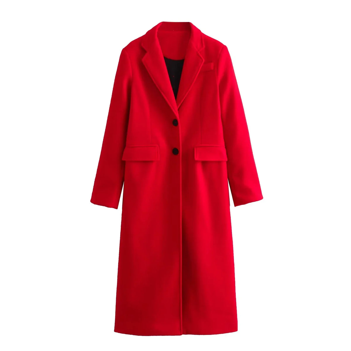 Sobretudo Longo Vermelho – Elegância Atemporal com Toque Casual