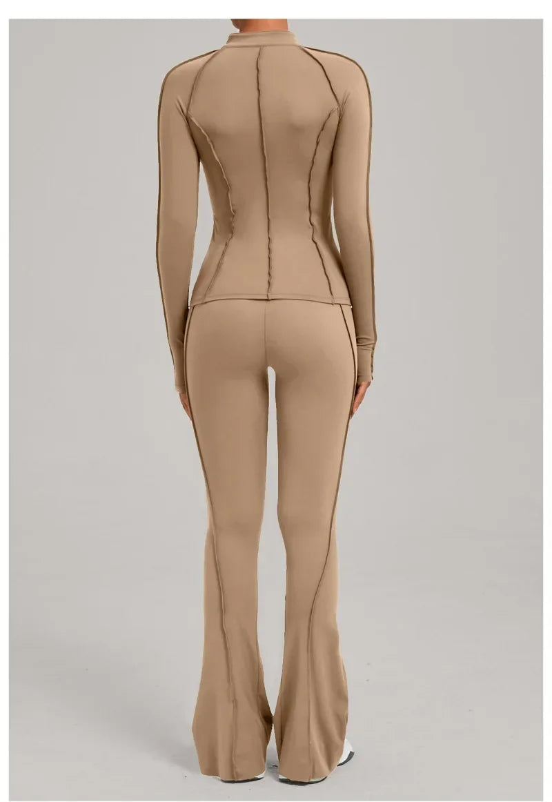 Conjunto Esportivo Feminino 3 Peças – Jaqueta com Zíper + Top + Calça | Yoga, Corrida e Treinos ao Ar Livre