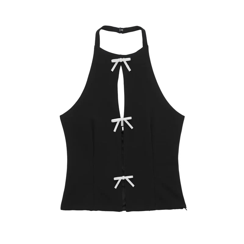 T-shirt Frente única com Aplicação de Laço