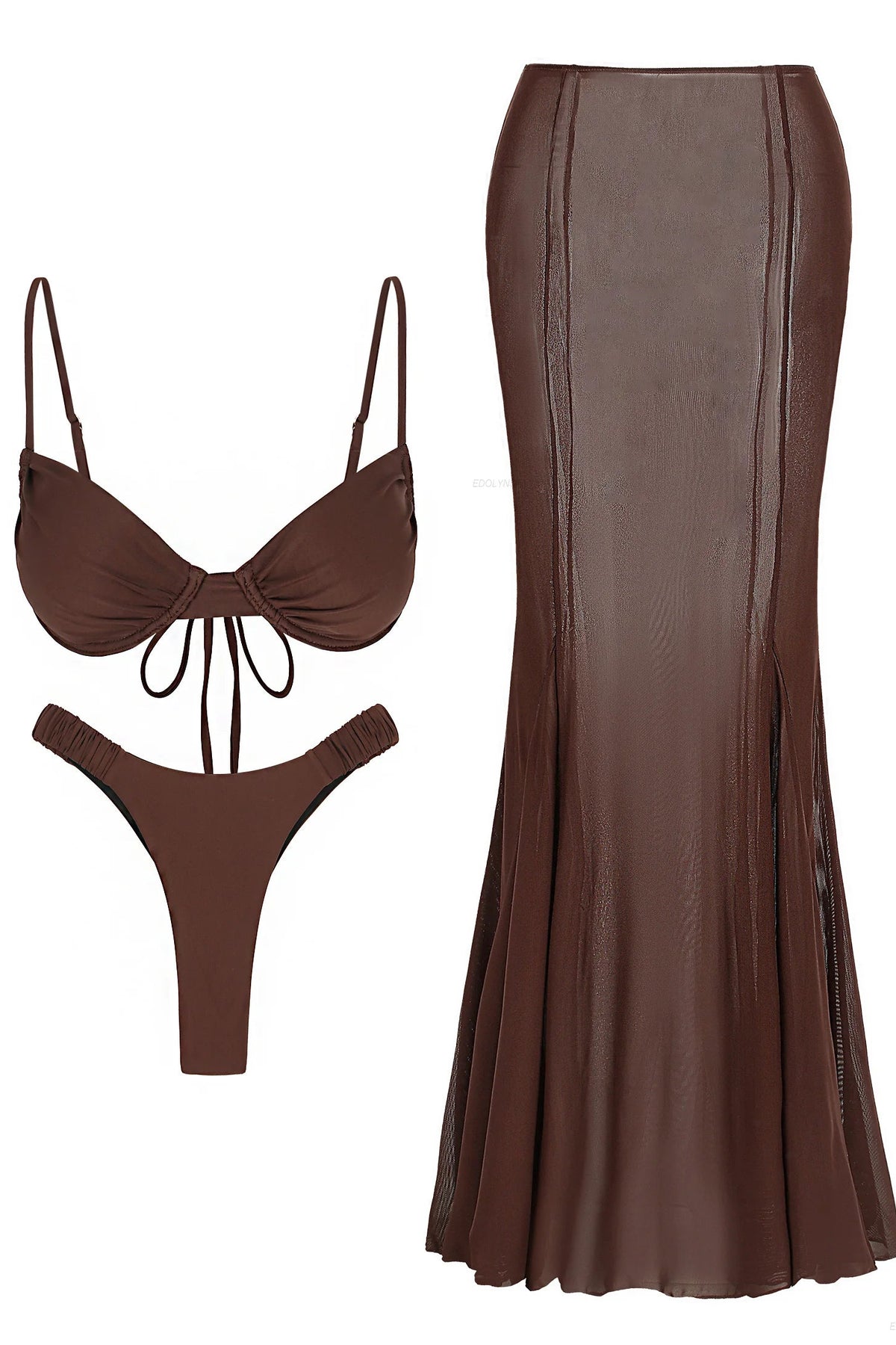 Conjunto de Biquíni com Efeito Push-Up e Saia Franzida