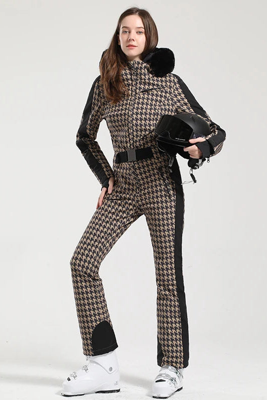 Macacão Feminino de Ski em Peça Única – Proteção Térmica, Impermeável e Corta-Vento