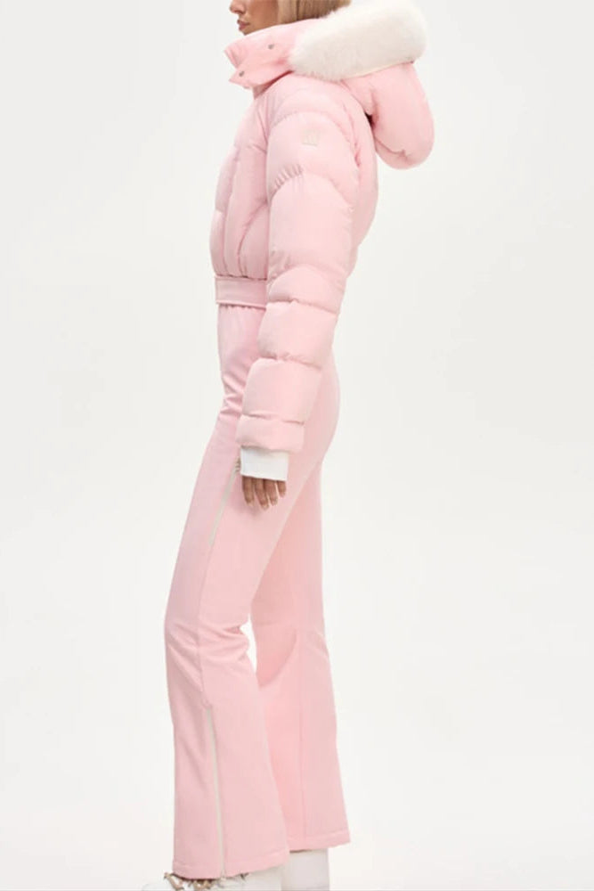 Macacão Feminino Elegante – Rosa - Proteção Impermeável e Design de Inverno