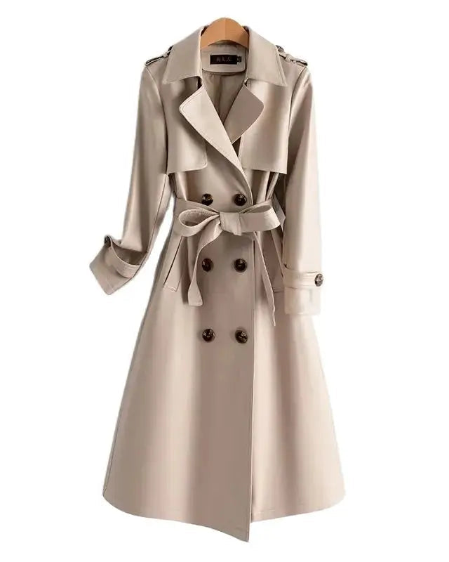 Trench Coat Couro de Cabra(Pelica)– Cintura Marcada e Caimento Sofisticado