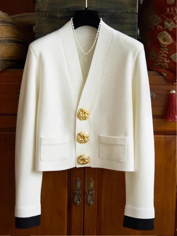 Cardigan Com botões dourado Rosa