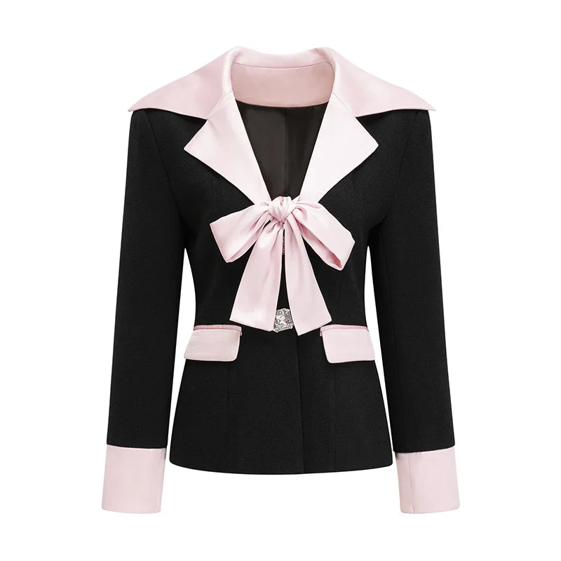 Conjunto Elegante – Blazer com Laço e Saia Mini A-Line