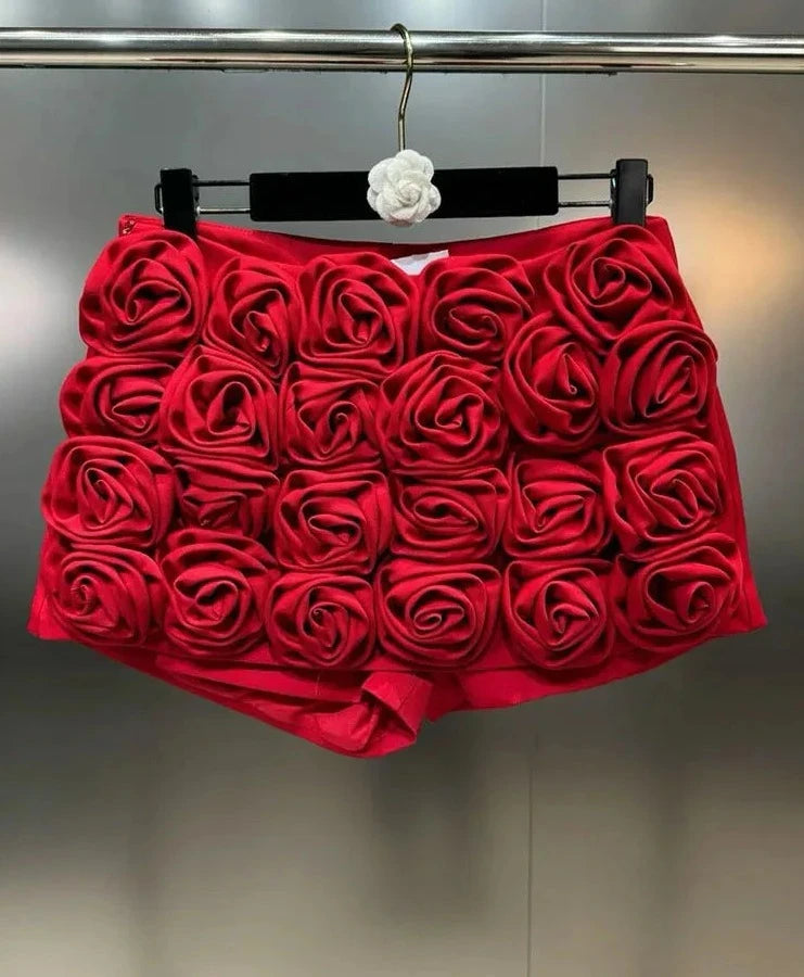 Saia Com Aplicação em rosas bordadas - Alfaiataria