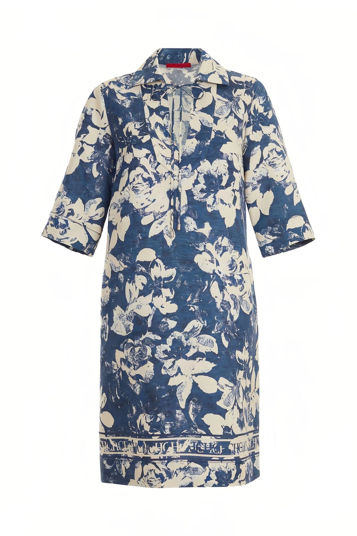 Vestido CHCH em Linha A com Estampa Atemporal e Decote em V Elegante