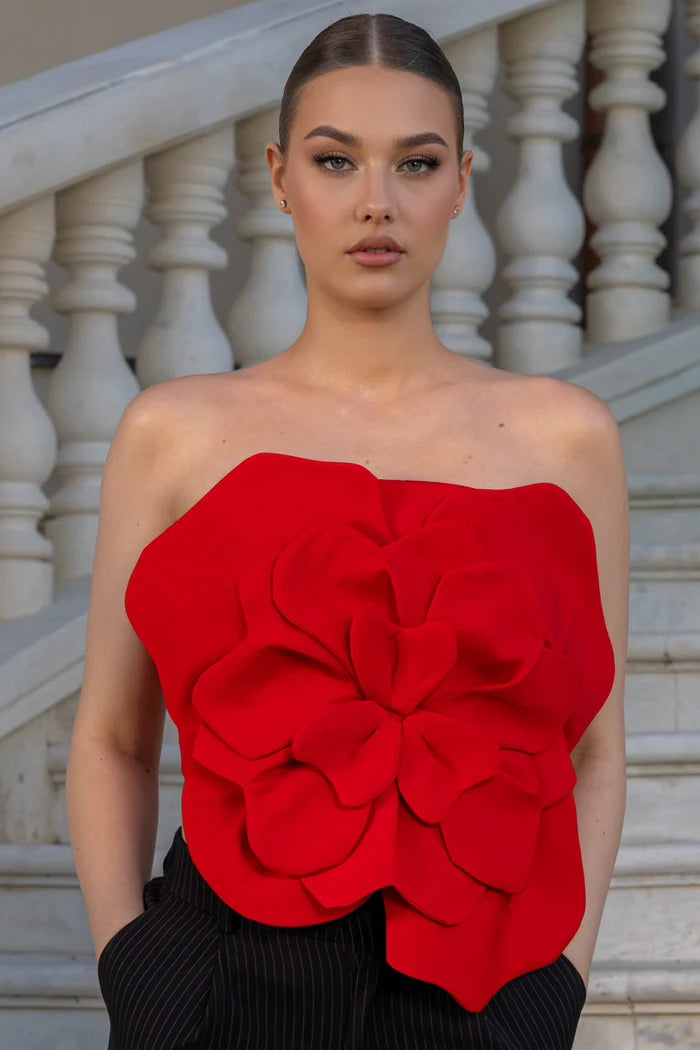 Corset com detalhes florais 3D