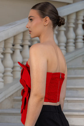 Corset com detalhes florais 3D