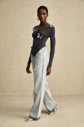 Cardigã Borboletas em 3D e PaetêS