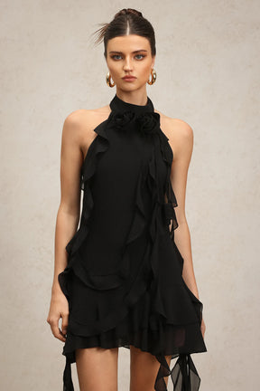 Vestido sem Mangas com Decote Halter, Exclusivo e Detalhe em Laço