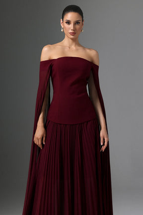 Vestido Elegante com Decote Ombro a Ombro Cintura Marcada