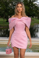 Vestido Curto Corset com Laço – Rosa