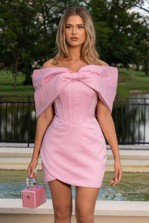 Vestido Curto Corset com Laço – Rosa