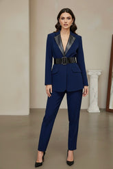 Conjunto Blazer Com cinto couro - Alfaiataria