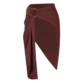 Biquíni Beach Style – Top Sem Aro + Calcinha Cintura Alta com Detalhe em Anel nas Alças