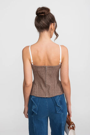 Top Cropped com Detalhe de Renda, Decote Baixo