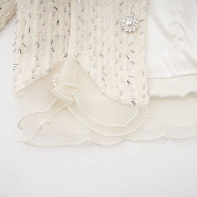 Casaco Curto de Luxo – Tweed, Pérolas e Pedrarias Acabamento  Alta Costura