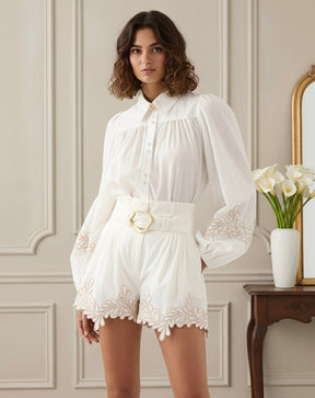 Conjunto bordado com cinto - Novidade