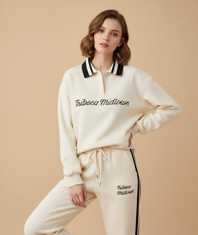 Conjunto Jogger Feminino Forrado em Lã – Bordado, Ajuste Solto e Design Térmico