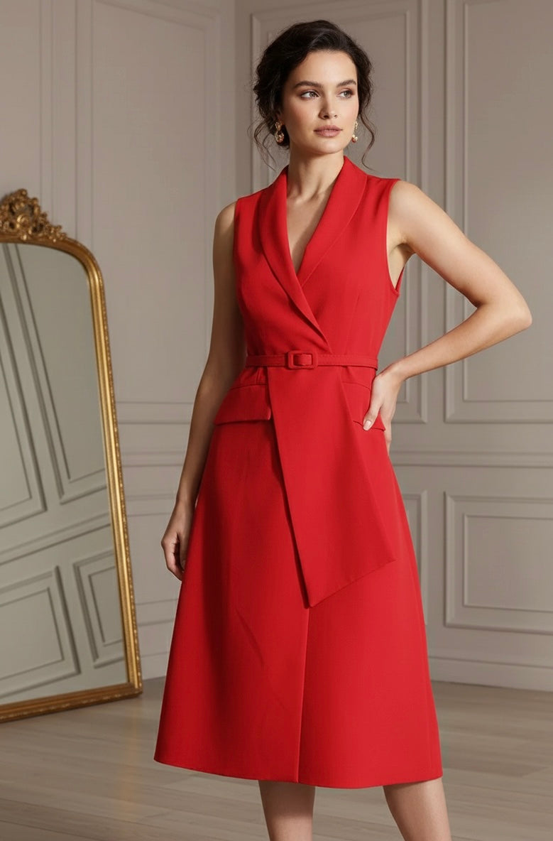 Vestido Minimalista Colar Entalhados - Cintura Alta e Sem Mangas