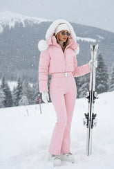 Macacão Feminino Elegante – Rosa -  Proteção Impermeável e Design de Inverno