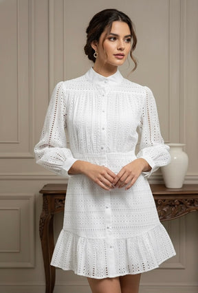 Vestido Curto  e Manga Bufante – Sofisticação Moderna com Toque Romântico
