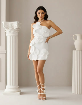Vestido de Flores 3D – Sem Mangas, Elegância e Sofisticação