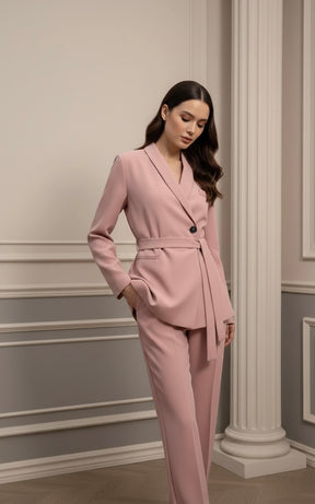 Conjunto Blazer Com Botão e faixa lateral