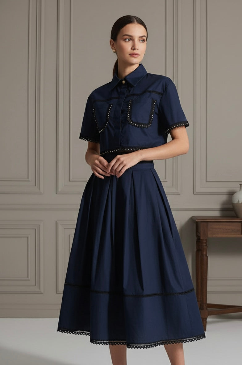 Conjunto Slim de Duas Peças - Detalhes bordados na Renda