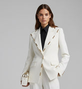 Blazer de Botão Único e Calça Flare Detalhe em Dourado- Estilo Passarela