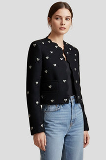Blazer Detalhe Tecido Relevo Corações