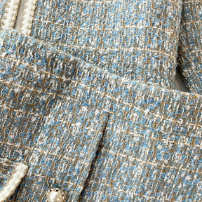 ConjuntoTweed Xadrez – Blazer Manga Longa + Saia A-Line Assimétrica