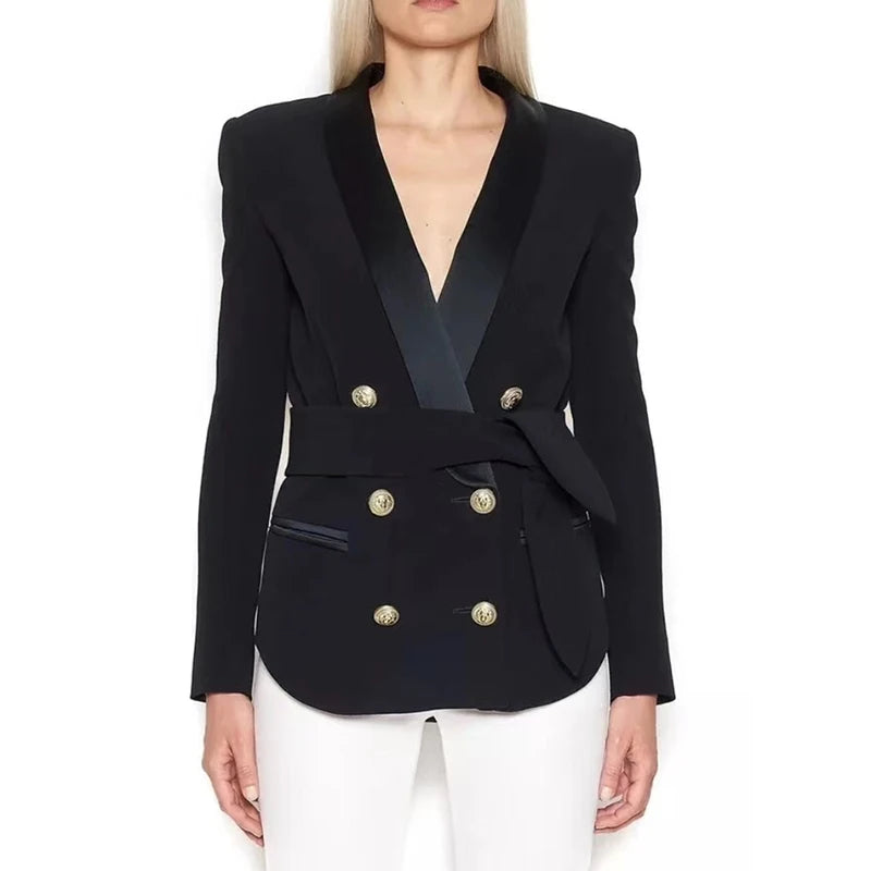 Blazer Estruturado com Lapela Xale e Cinto - Elegância Atemporal