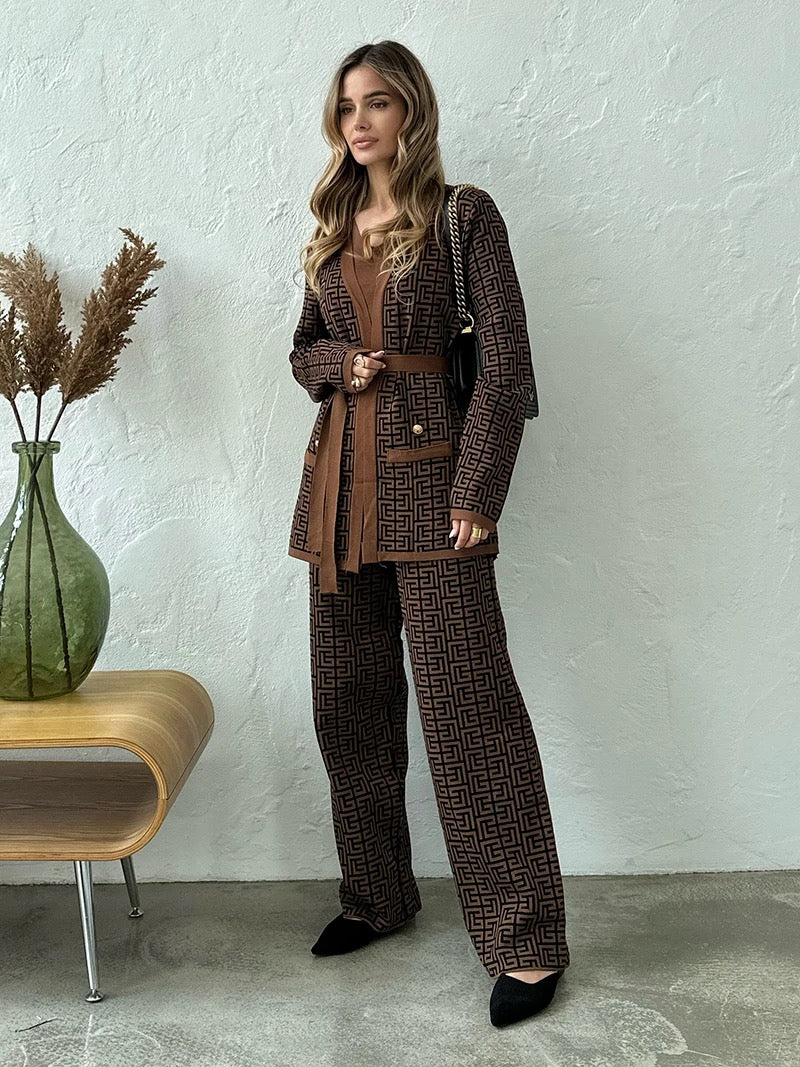 Conjunto Tres Peças Tricô - Novidade