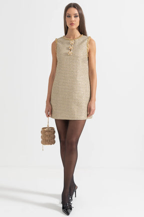 Vestido Tweed Bordado cristal - Novidade
