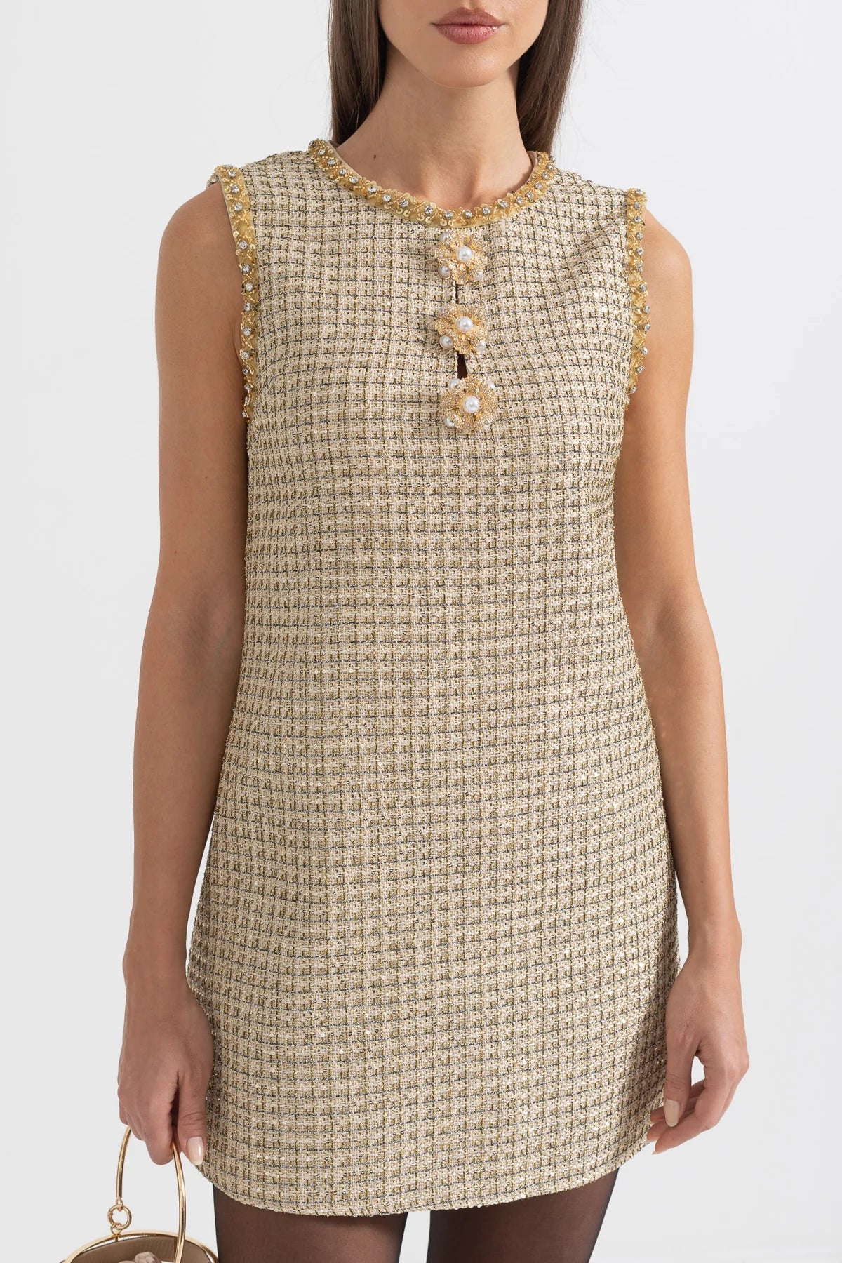 Vestido Tweed Bordado cristal - Novidade