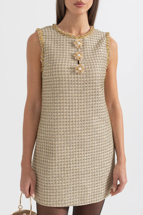 Vestido Tweed Bordado cristal - Novidade