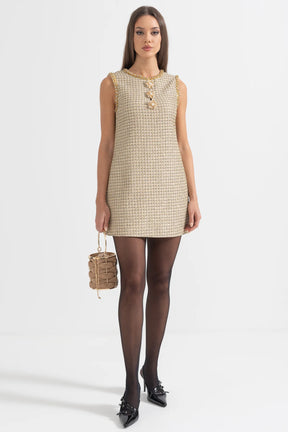 Vestido Tweed Bordado cristal - Novidade