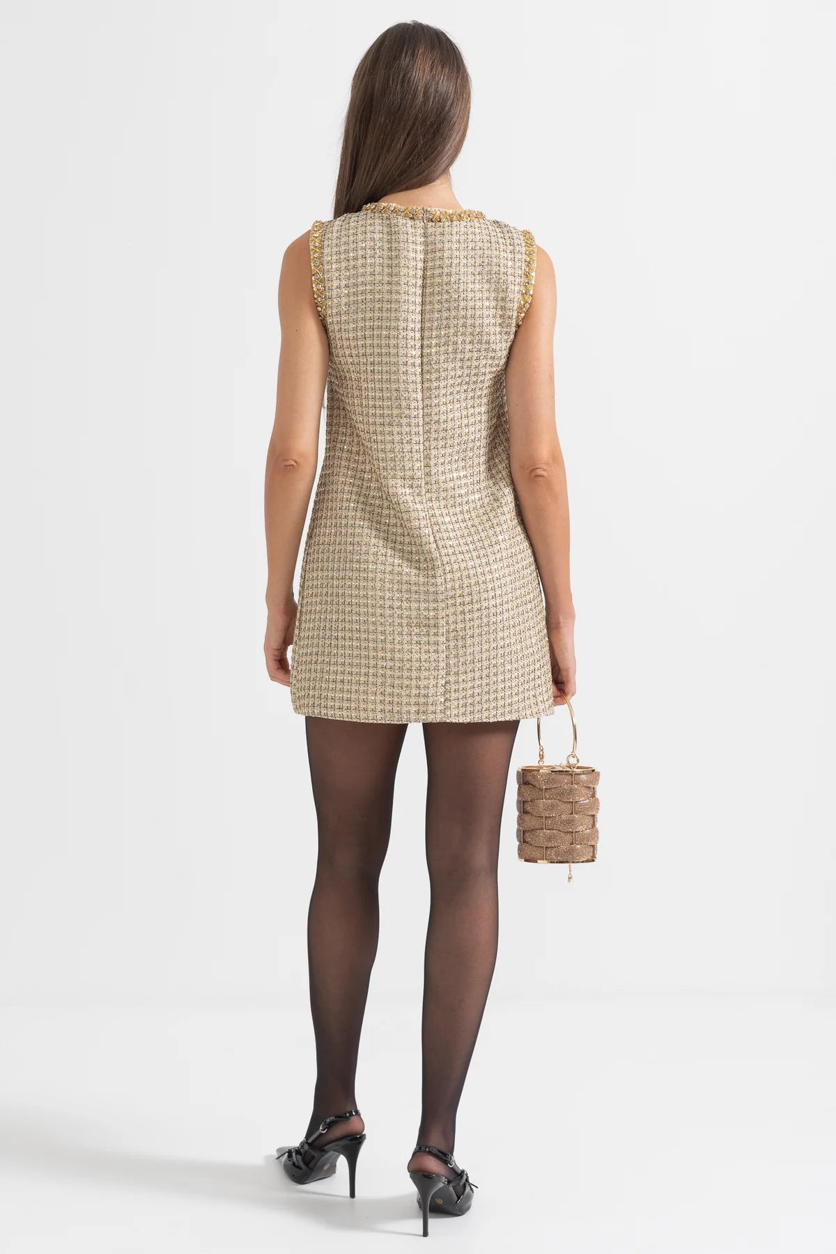 Vestido Tweed Bordado cristal - Novidade