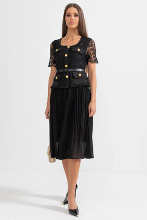 Vestido bordado renda luxo - com cinto